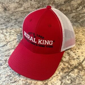 Rural King hat adult men’s one size SnapBack mesh red white farm trucker NWT